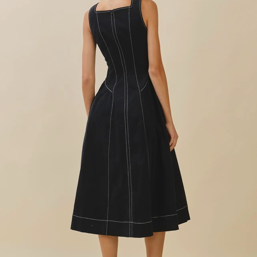 TCEC Black Midi Dress with White Stitching - Picture 4 of 5